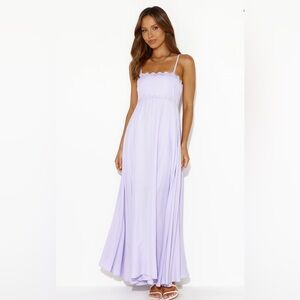 Lilac never worn maxi dress. Squiggly design on top,